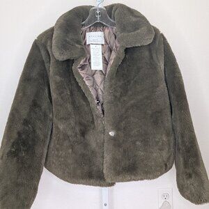 Stylish Puffer Jacket Faux Fur